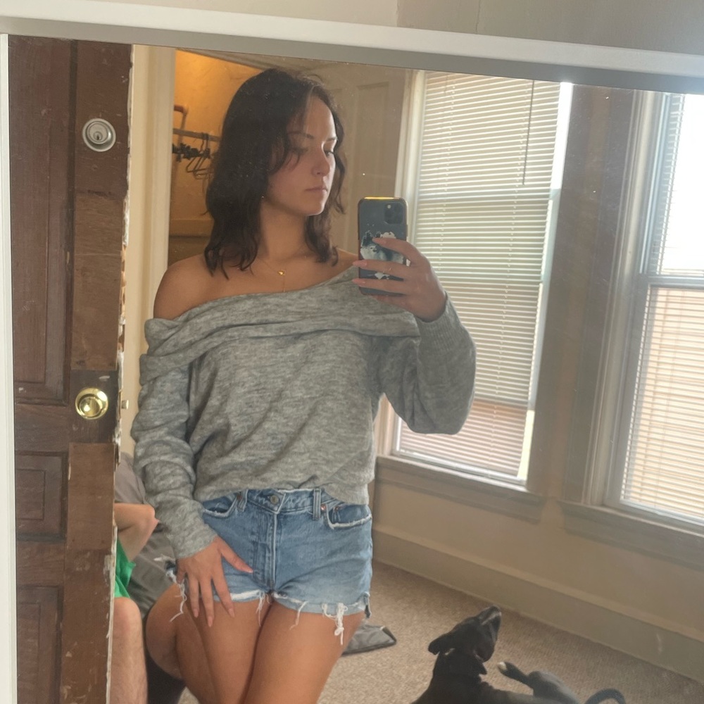 Heather Grey Off the Shoulders Sweather